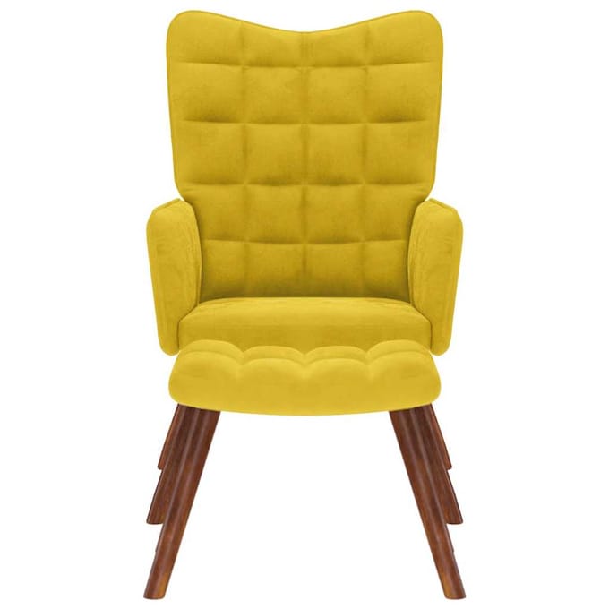 vidaXL - Relaxstoel - met - kruk - geel - fluweel