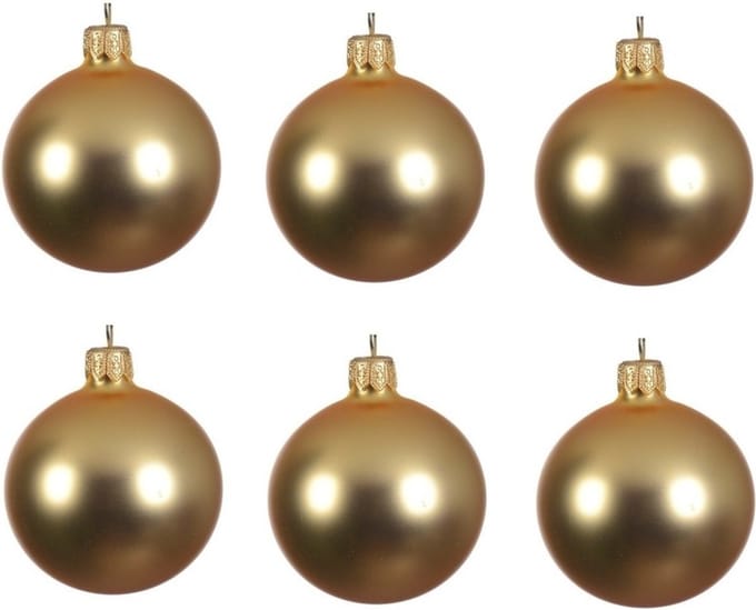 Decoris kerstballen - 6x - goud - 8 cm - glas - mat - velvet - kerstversiering
