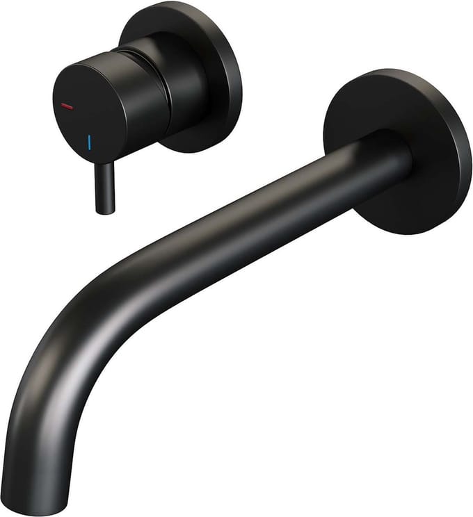 Brauer Black Edition inbouw wastafelmengkraan met gebogen uitloop en rozetten model B2 mat zwart