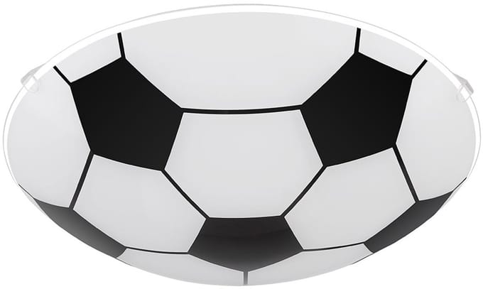 Kinderkamerlamp plafondlamp slaapkamerlamp voetbal, metaal glas zwart wit, 2x E27, D 30 cm