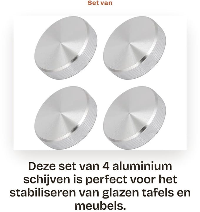 Dailygoods - Set van 4 Aluminium Tafeladapter Schijven voor Glazen Meubels