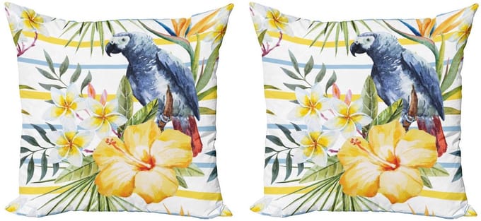 ABAKUHAUS Papegaai Kussenhoes Set – Tropisch – 2x60x60 cm – Multicolor