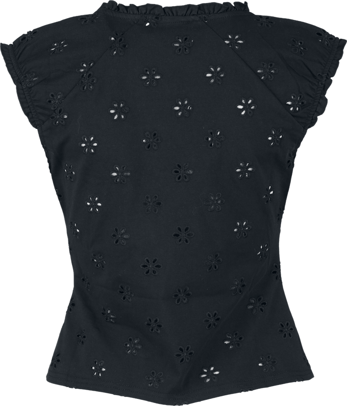 Hell Bunny - Rockabilly T-shirt - Sammy Jo Top - L - voor Vrouwen - zwart