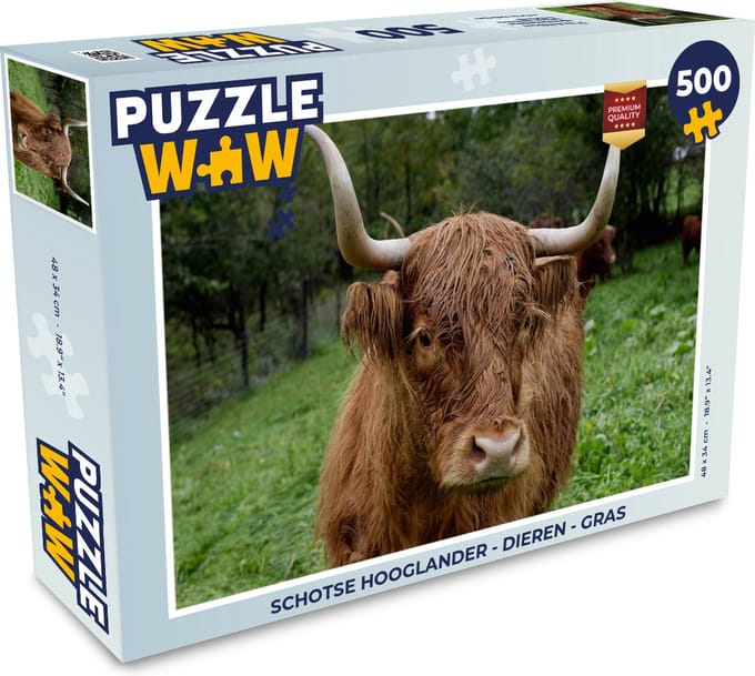 Puzzel Schotse Hooglander - Dieren - Gras - Legpuzzel - Puzzel 500 stukjes