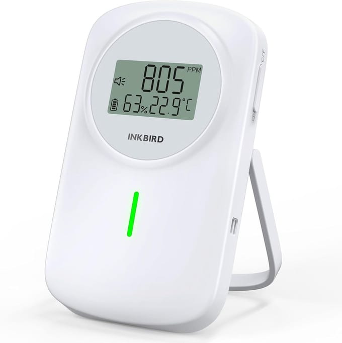 Luchtkwaliteitsmonitor - CO2 meter - Gezond Binnenklimaat - 3-in-1 Meting - 6.6x2.1x11.1cm - Wit