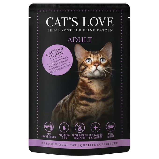 12x85g Cat's Love Zalm & Kip Nat Kattenvoer