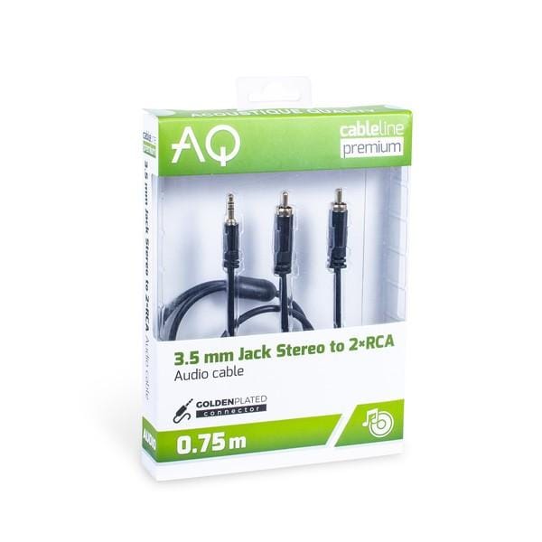 Kabel Jack 3,5 mm - 2xRCA (M) stereo, Lengte: 3,0m AQ Premium , Acoustique Quality zwart