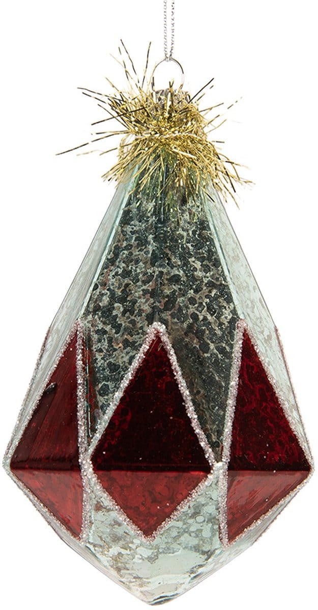 Clayre & Eef Kerstbal Overig Ø 8x12 cm Zilverkleurig Glas Kerstballen