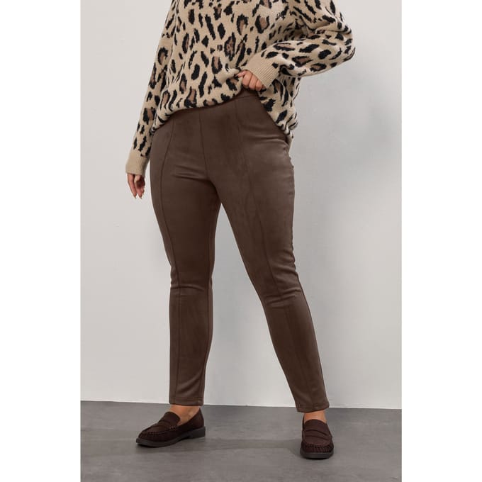 Yours Chocoladebruine Imitatiesuède Legging Size 50