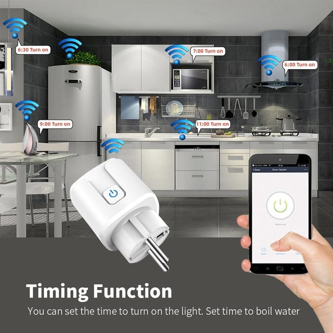 Smart WiFi-aansluiting EU Type E draadloze afstandsbedieningsaansluiting Oplaadadapter Smart Home-stopcontact EU Plug wit