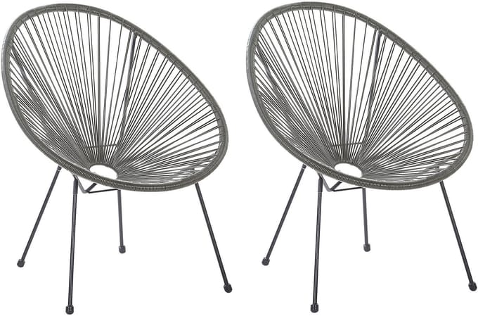 ACAPULCO II - Tuinstoel set van 2 - Donkergrijs - PE rotan