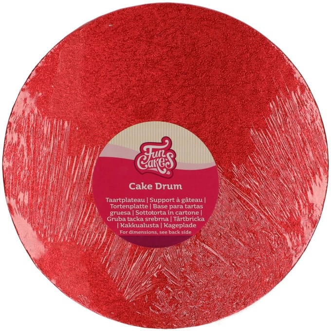 FunCakes Cake Drum Rond - Rood - Ø25 cm / 12 mm - Taartonderlegger - Taartkarton