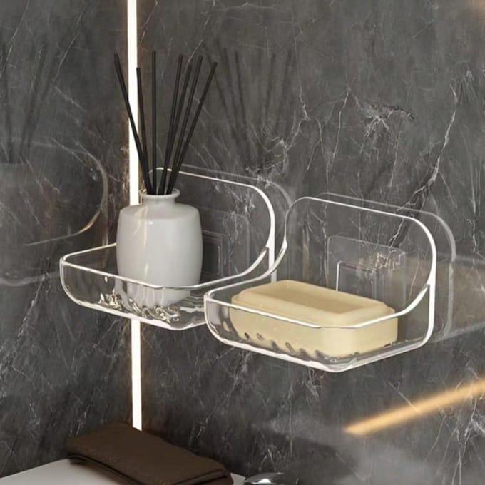 Badkamerrek zonder boren, Heavy-duty zelfklevend transparant plastic wandmontage waterdicht ontwerp, Multifunctionele doucheruimte M schoon