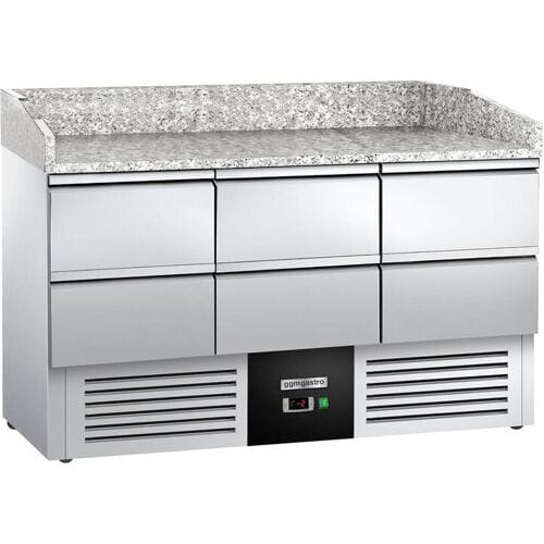 GGM Gastro Pizzakühltisch PREMIUM - 1400x700mm - 6 Schubladen Zilver