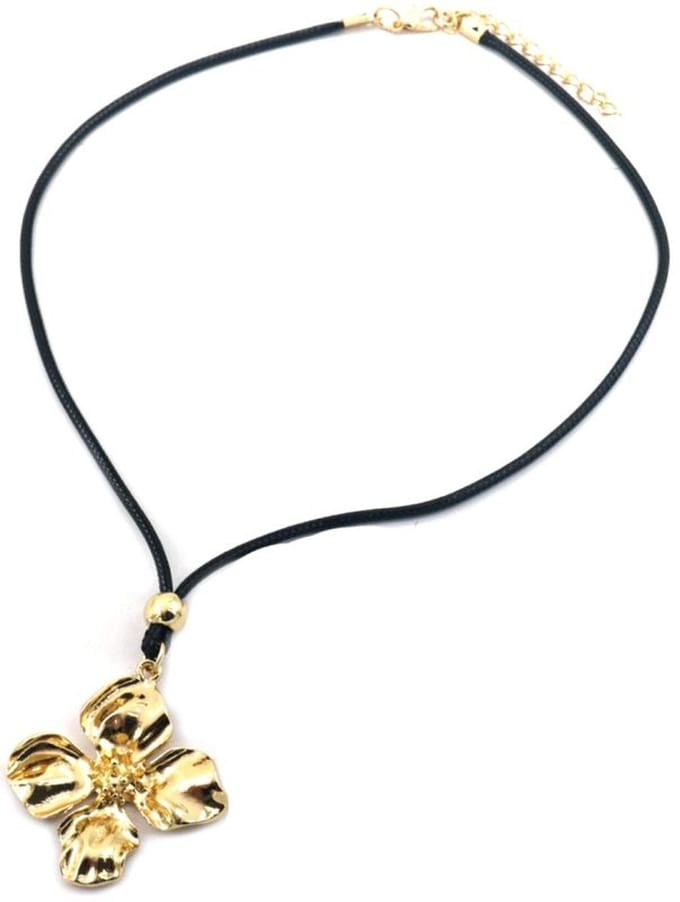 Ketting - Koord met Bloem - Goudkleurig
