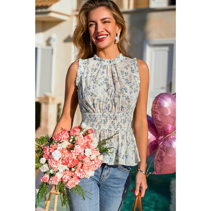Zachte top met bloemenprint