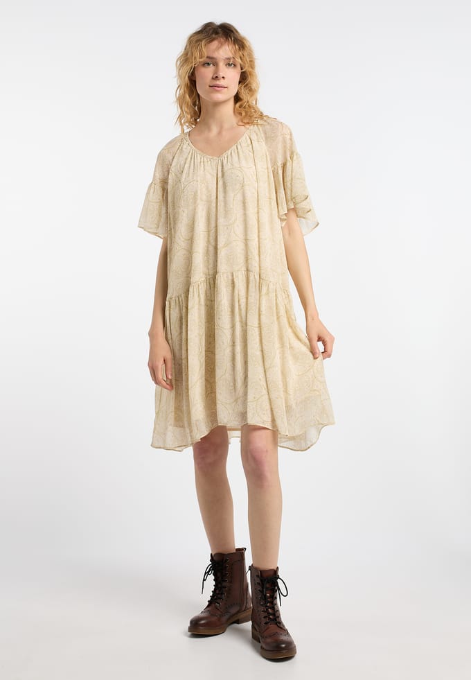 Dreimaster Jurk Dames Wol Wit Veelkleurig