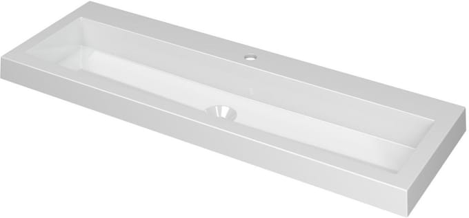 INK Dock Wastafel Polystone met 1 Kraangat - 1200x400x60 mm - Glans Wit