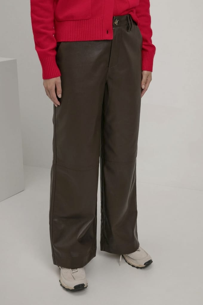 Josephine & Co Sven Pants Dark Brown Maat: 42 | Leren broeken Outlet | Dames | Bruin