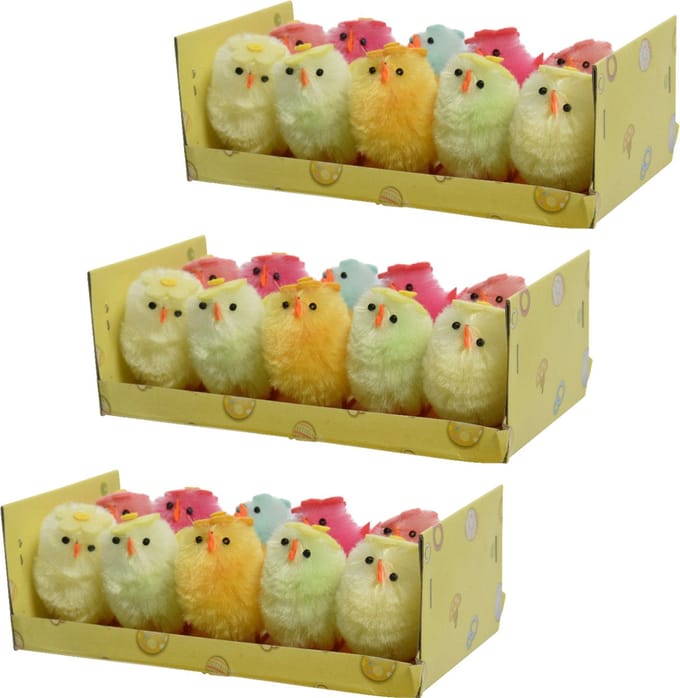 Decoris paaskuikentjes met bloem - 30x stuks - 5 cm