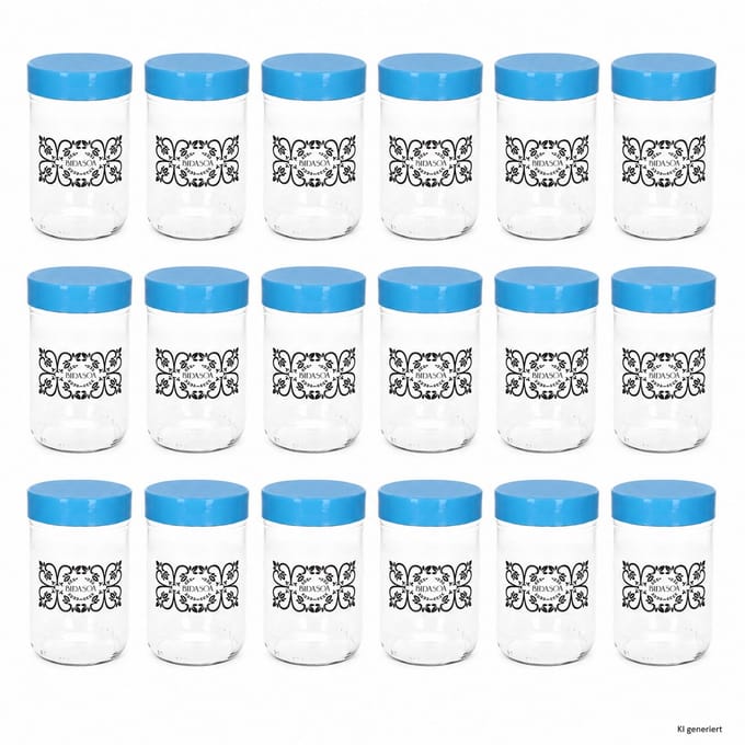 18-delige set bewaarglas IDA met kunststof deksel blauw – 24868