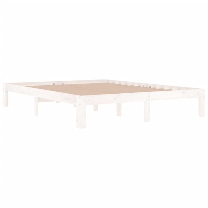 vidaXL - Bedframe - massief - hout - wit - 150x200 - cm