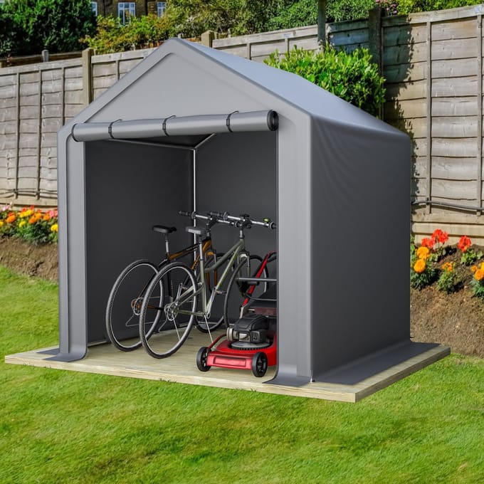Clruro Fietsenstalling - 190 x 170 x 200 cm - Tuinschuur waterdicht - stalen frame PE-zeil - Donkergrijs