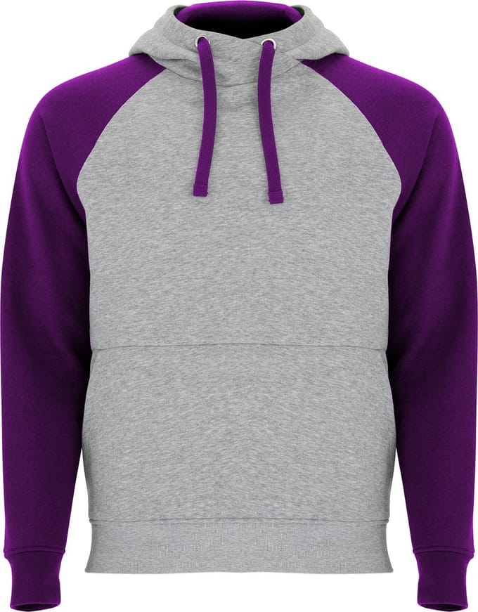 Roly Badet Hooded Sweatshirt RY1058 - Heather Grey 58/Purple 71 - XXL