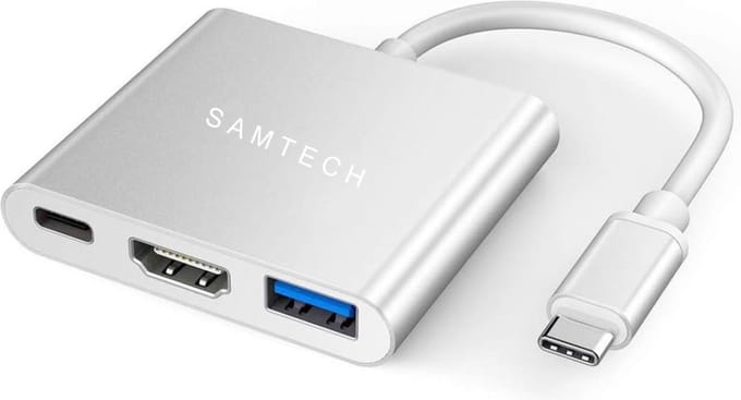 Usb C Naar HDMI Adapter 3 in 1 | USB-C HUB 4K | Type-c to HDMI converter |Thunderbolt 3 | Compatible oa Apple Macbook | Chromebook | Macbook air | Surface | XPS | Dell | Lenovo | Samsung | HP |Silver | SAMTECH