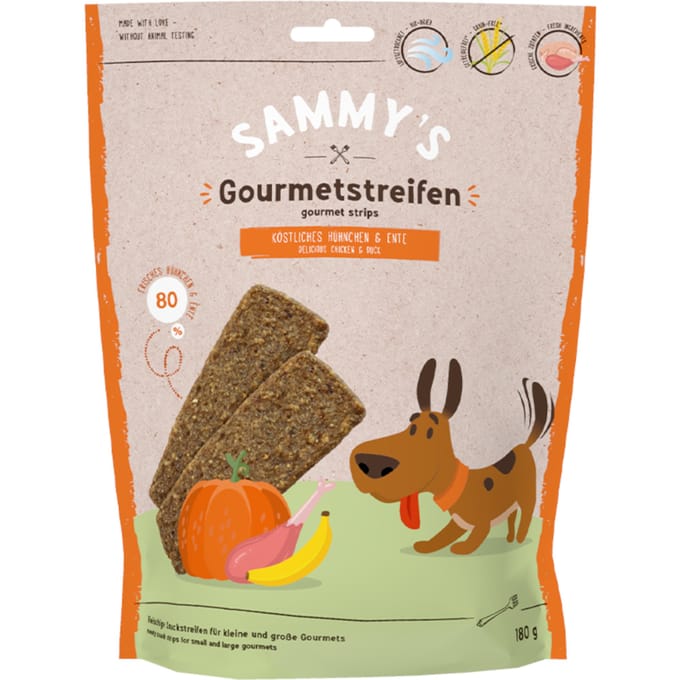 180g Sammy's Gourmetrepen Kip & Eend Hondensnacks