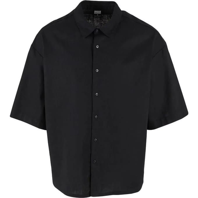 Urban Classics - Boxy Cotton Linen Overhemd - 4XL - Zwart