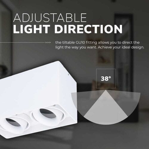 HOFTRONIC Esto LED Opbouwspot - Vierkant - 2 lichts - Kantelbaar - GU10 Fitting - Opbouwspot - Voor binnen - Vervangbare afdekring - Wit