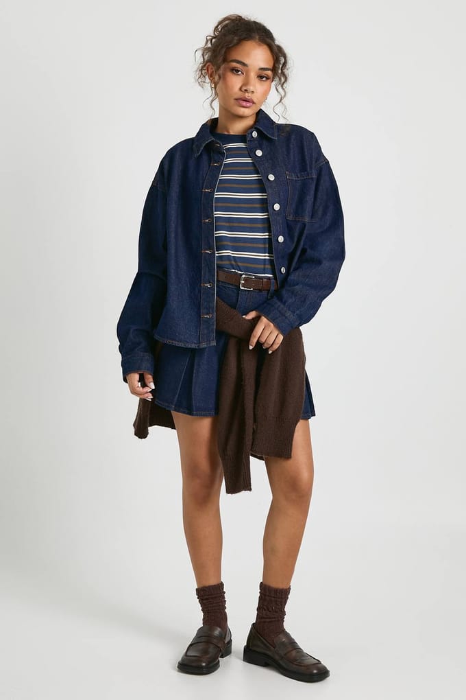 boohoo Dames Denim overhemd | Indigo | Maat: 10