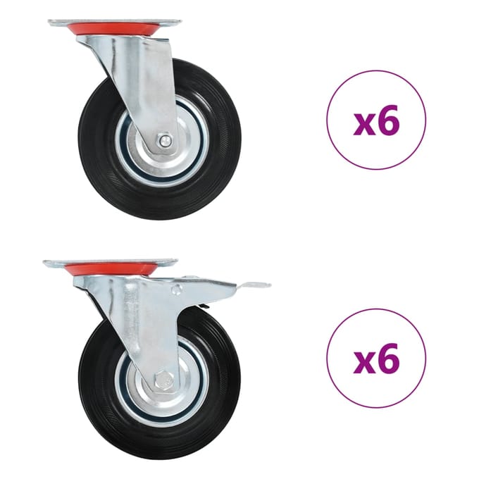 vidaXL 12 st Zwenkwielen 125 mm