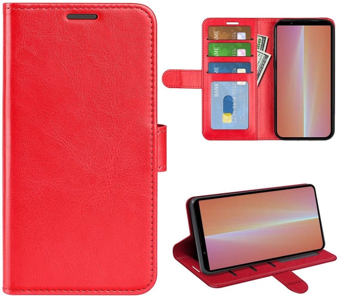 MobyDefend Hoesje - Geschikt voor Sony Xperia 5 V - Wallet Book Case (Sluiting Achterkant) - Rood