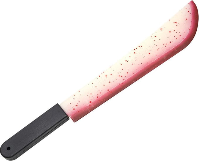 Horror machete/slagersmes - glow in the dark - met nep bloed - 54 cm