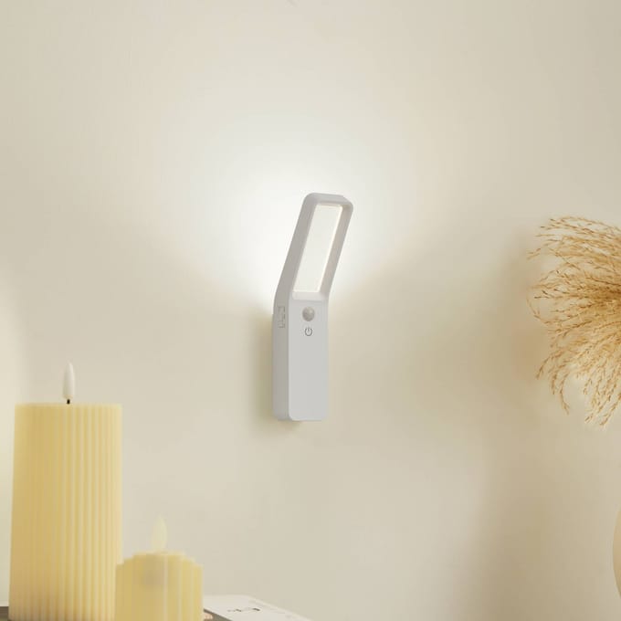 Lindby - LED wandlamp- met dimmer - 1licht - ABS, polycarbonaat - H: 18 cm - wit, transparant - Inclusief lichtbron