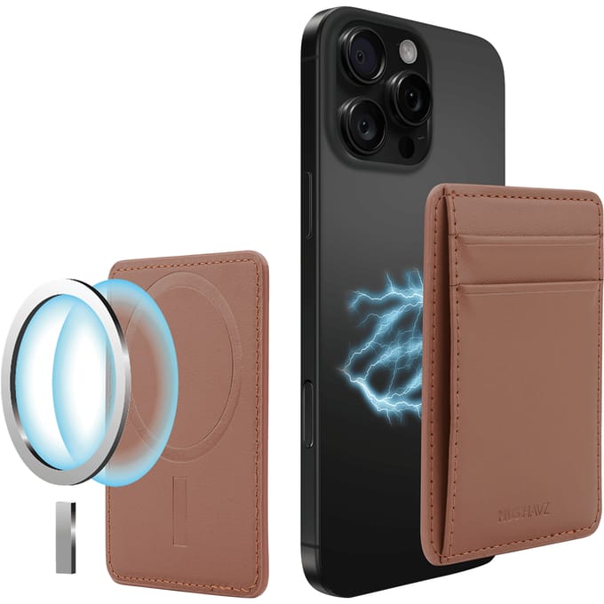 Musthavz Vegan Leather MagSafe Wallet – Magnetische Kaarthouder voor iPhone, Bruin
