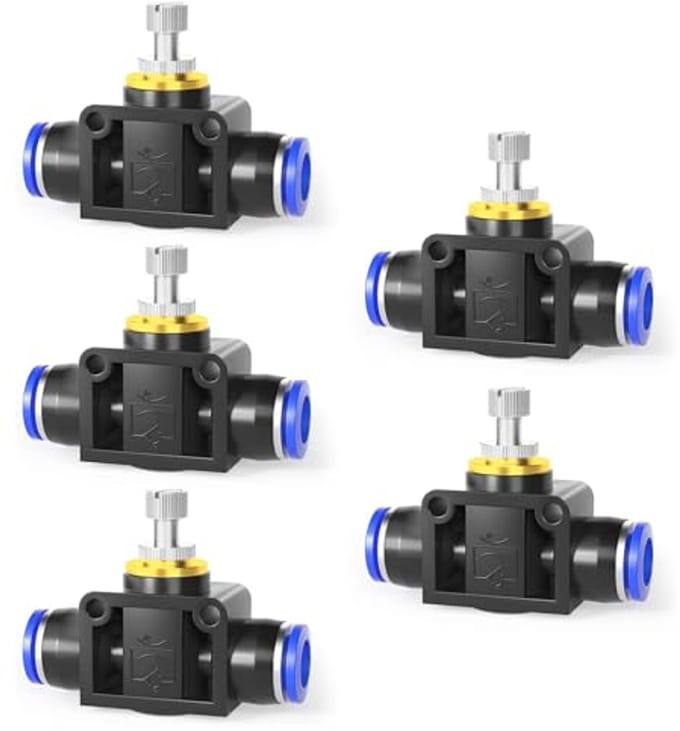 Luchtstroom Regelklep 4mm OD met Push to Connect Aansluiting - 5 Stuks