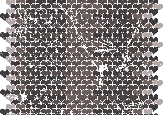 Fotobehang Hearts Pattern Black White | XL - 208cm x 146cm | 130g/m2 Vlies