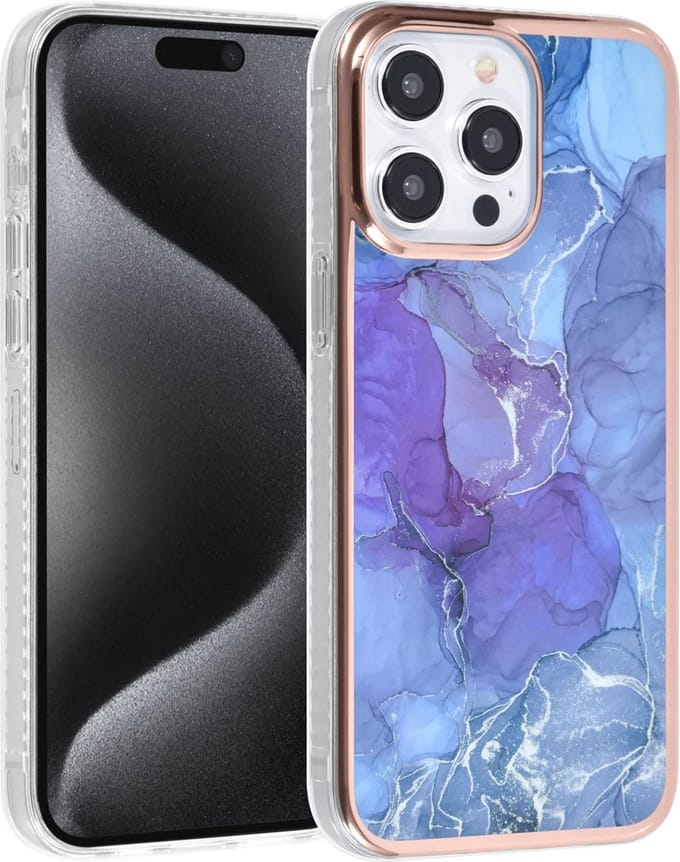 TPU Back Cover hoesje - Marble Paars - Geschikt voor: iPhone 15 Pro Max