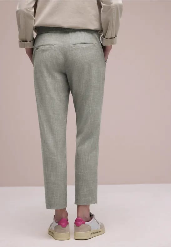 Mid Waist Slim Legs broek met gesp