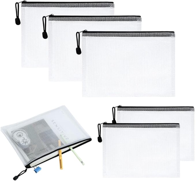 Dailygoods- Documententas A5 - Waterdichte Documentenmap - Documentenhouder - Document Organizer - Set van 5 - Duurzaam en Praktisch