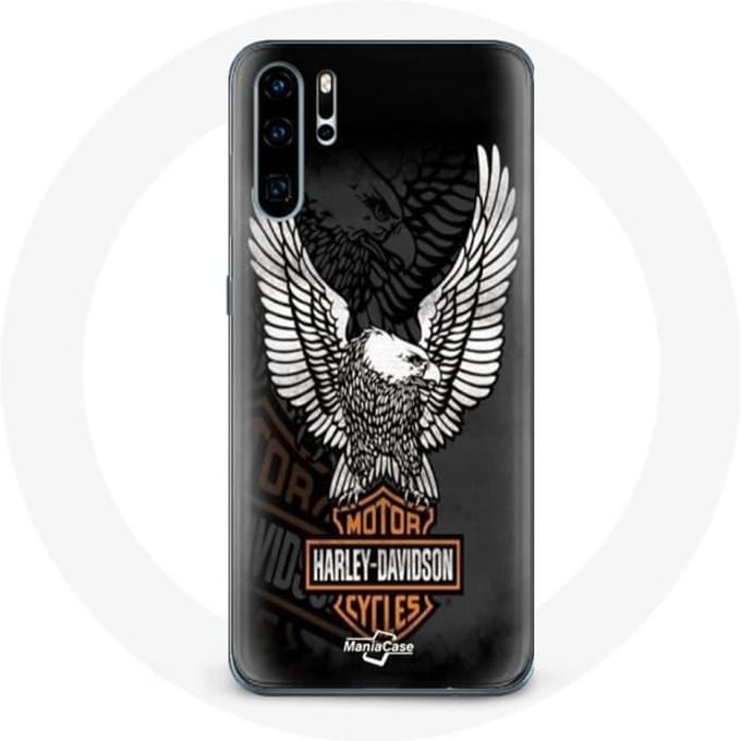 Coque pour Huawei P30 - Harley Davidson - Aigle logo - Rigide - Protection - Noir