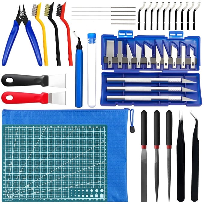 3D Printer Gereedschap - Printer Accessoires - Model Afwerking - Uitgebreide Set - 42 Delen - Grijs