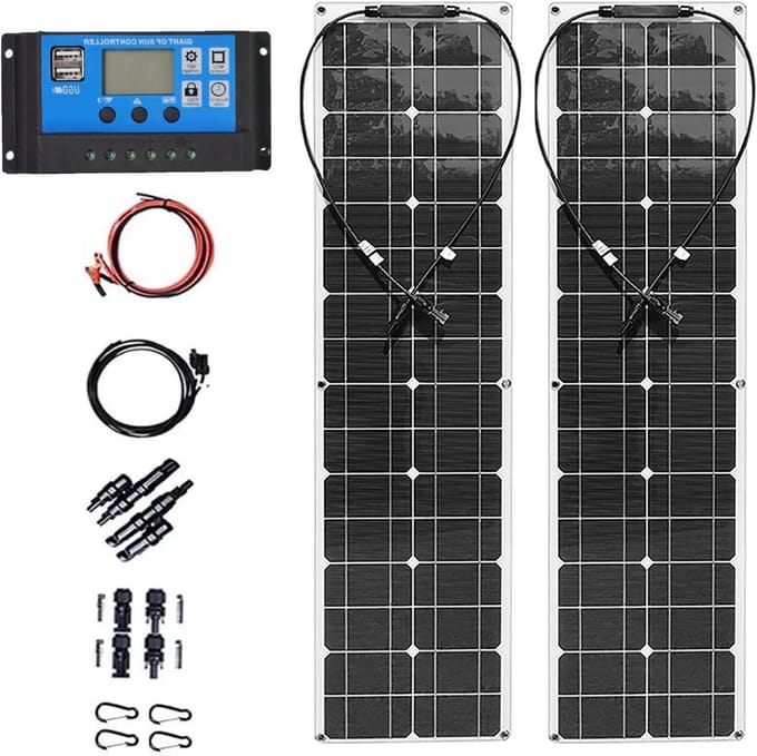 Zonnepaneel Set - Energie Oplader - Accu Opladen - Flexibel Ontwerp - 600W - Zwart