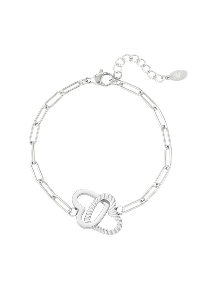 Bijoutheek Armband (Sieraad) 2 hartjes schakel ketting