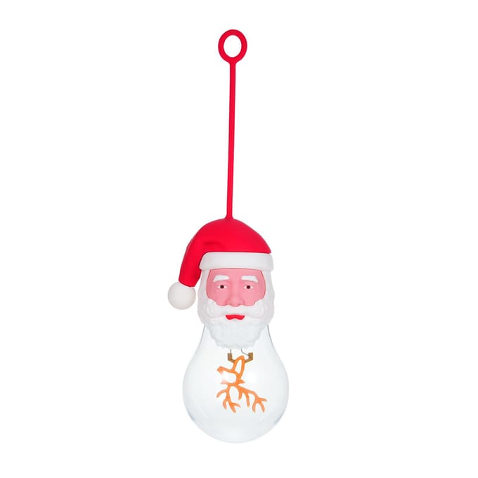 Ampoule décorative de Noël rechargeable avec corde de suspension en silicone Tête de Père Noël 1 Pack white