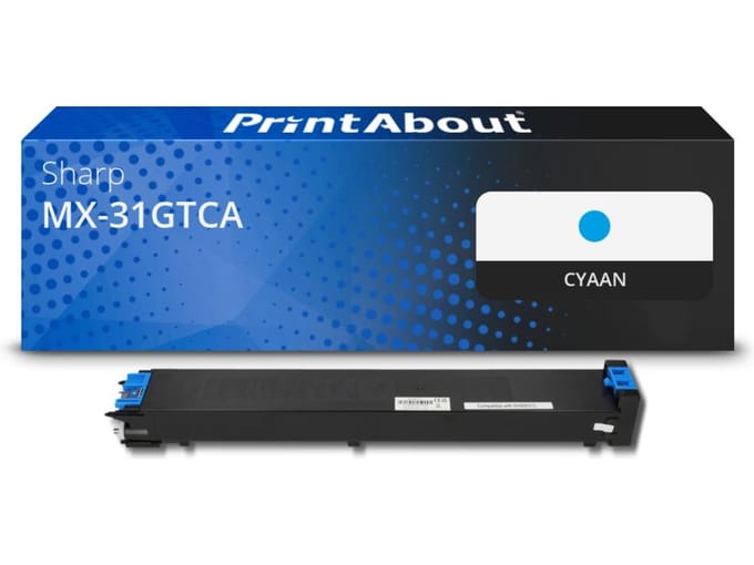 PrintAbout huismerk Toner MX-31GTCA Cyaan Geschikt voor Sharp