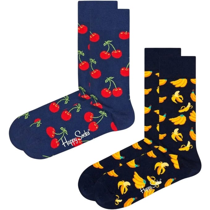 Happy Socks Sokken Met Print Kersen Bananen 2-Pack - Maat 36-40